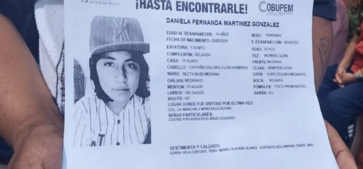 Familiares solicitan apoyo para localizar a Daniela, desaparecida en Naucalpan