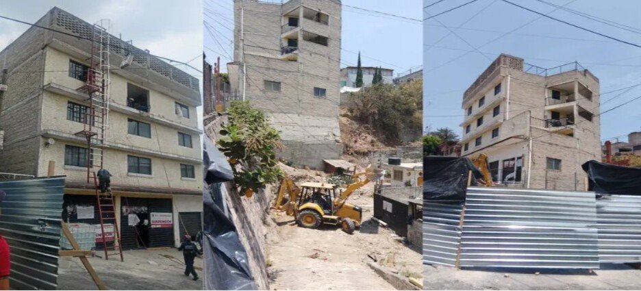 Comienza demolición de edificio en colapso en Naucalpan; rescatan pertenencias de familias desalojadas