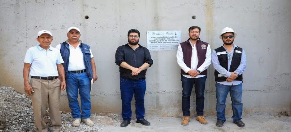 Alcalde supervisa obra en talud de Olímpica Radio en Naucalpan