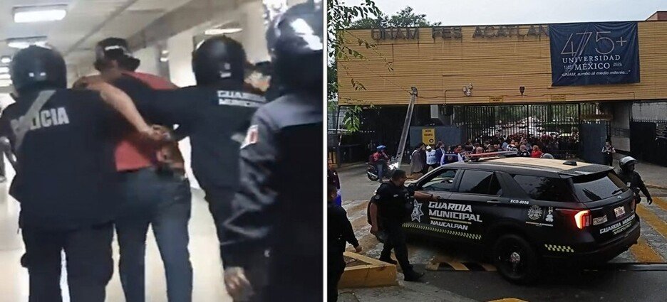 Policías de Naucalpan realizan operativo en FES Acatlán para realizar una detención