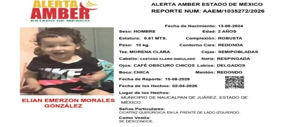 Activan alerta Amber, buscan a Elian Emerzon Morales González en Naucalpan