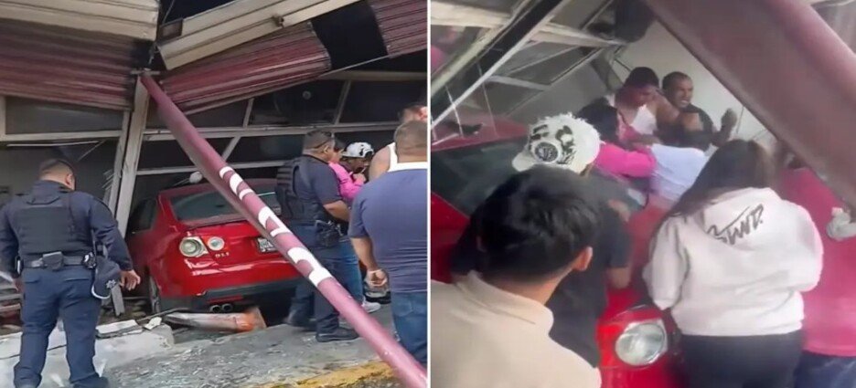 Auto termina dentro de una panadería en Naucalpan y conductor termina golpeado